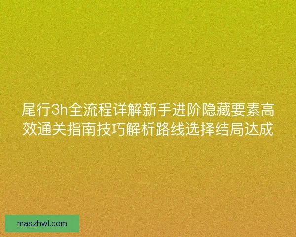 尾行3h全流程详解新手进阶隐藏要素高效通关指南技巧解析路线选择结局达成