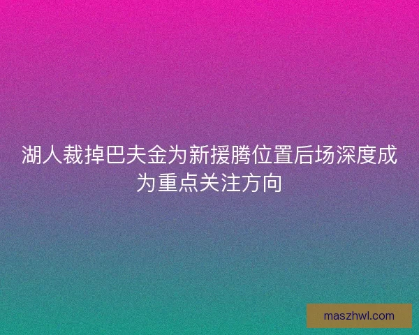 湖人裁掉巴夫金为新援腾位置后场深度成为重点关注方向